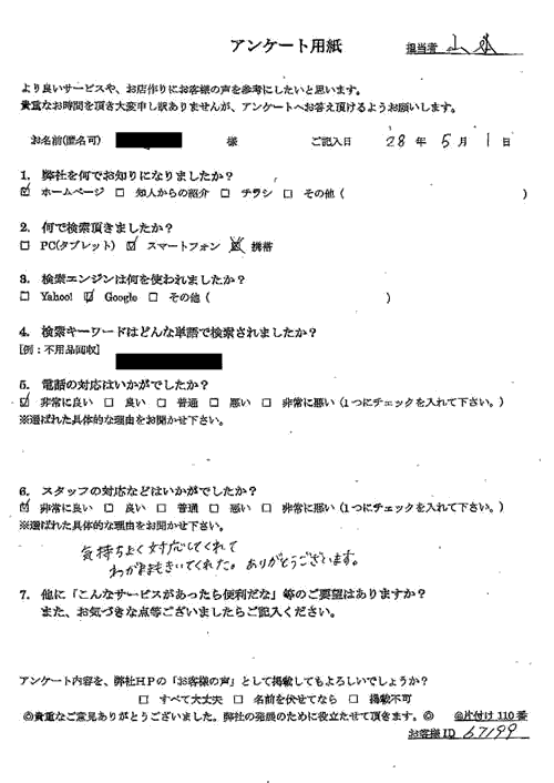 下関市・40代男性/匿名希望様