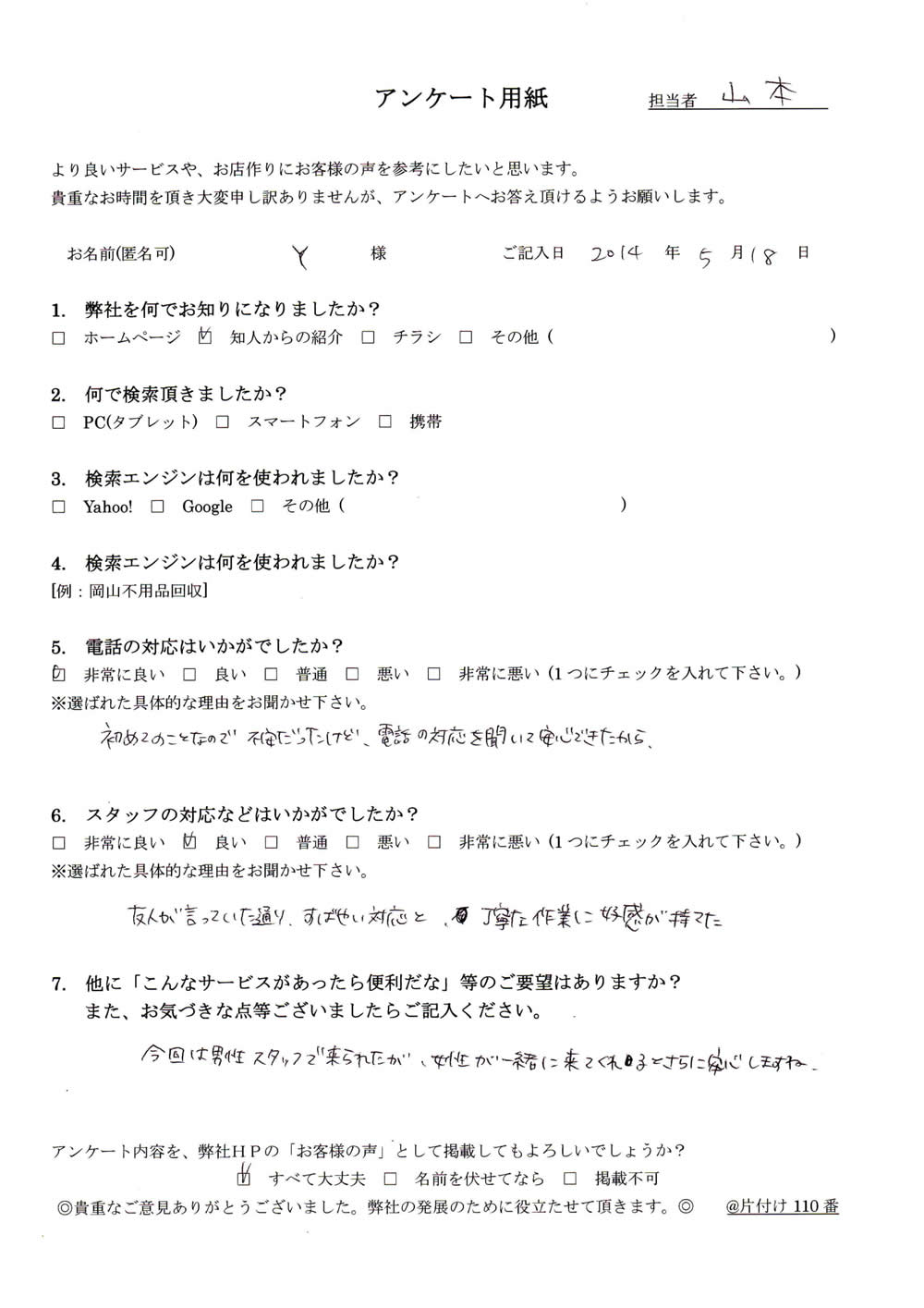 宇部市在住 Yさま(女性)